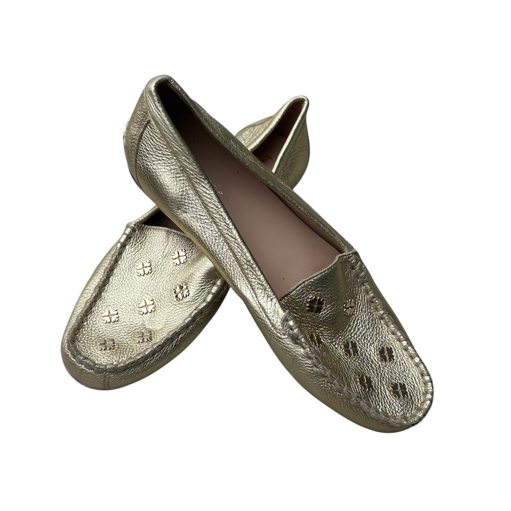 Kate Spade Metallic Gold Leather Deck Driver Slip-on Loafers Size 7.5